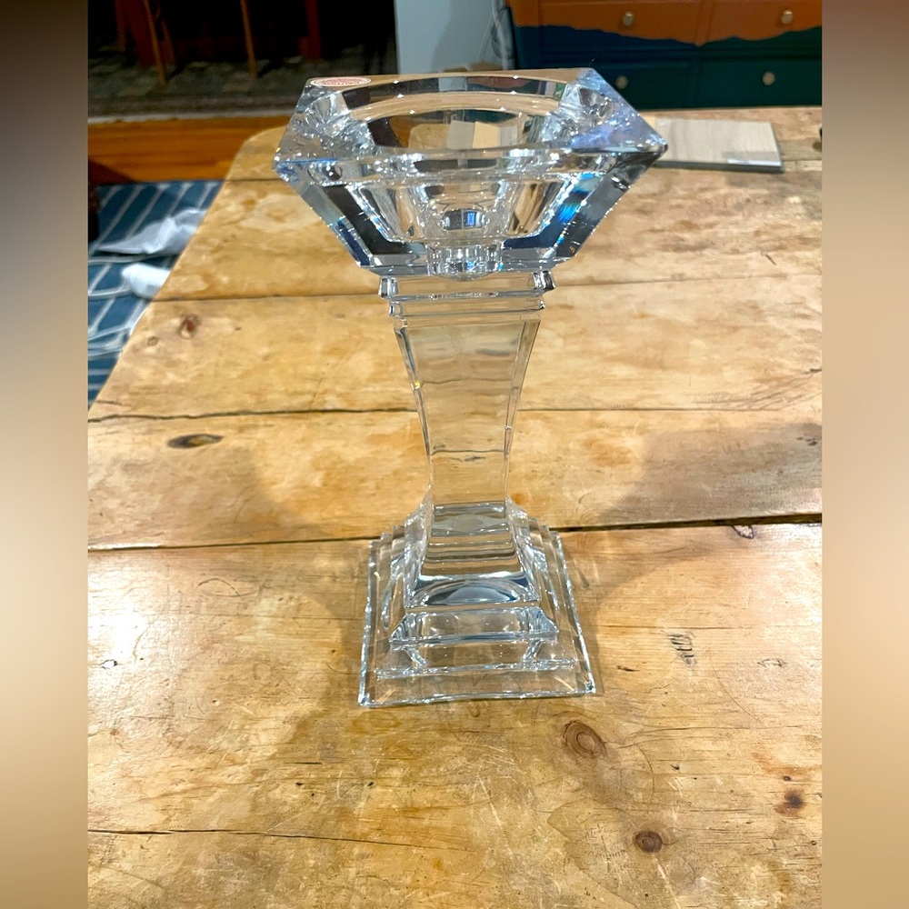 Vintage Shannon Crystal Pillar Pedestal Candle Holder